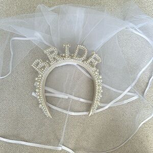 Bride Headband with Attached Veil